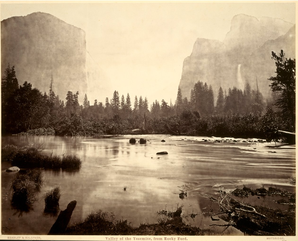 Dolina Yosemite, z Rocky Ford, 1872. autorstwa Eadweard Muybridge