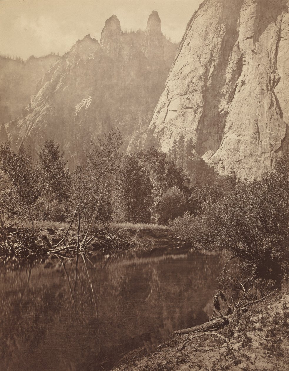 Wieże katedralne, dolina Yosemite autorstwa Eadweard Muybridge