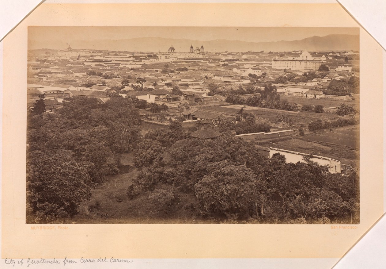 Miasto Gwatemala z Cerro del Carmen, Gwatemala autorstwa Eadweard Muybridge