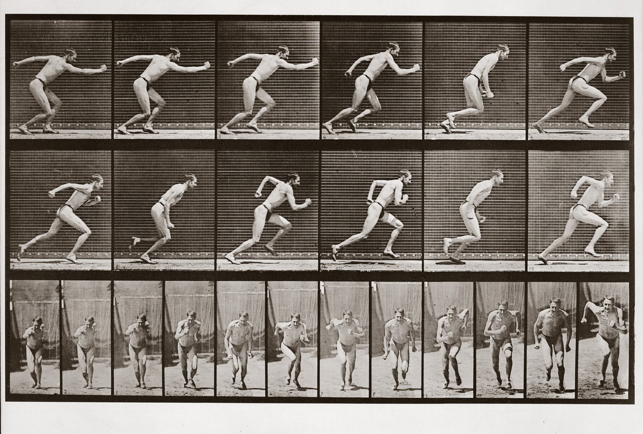 Biegnący mężczyzna, płyta 59 z filmu Animal Locomotion, 1887 autorstwa Eadweard Muybridge