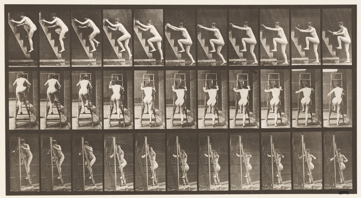 Płyta 110. Wchodzenie po drabinie, dwa kroki na raz autorstwa Eadweard Muybridge