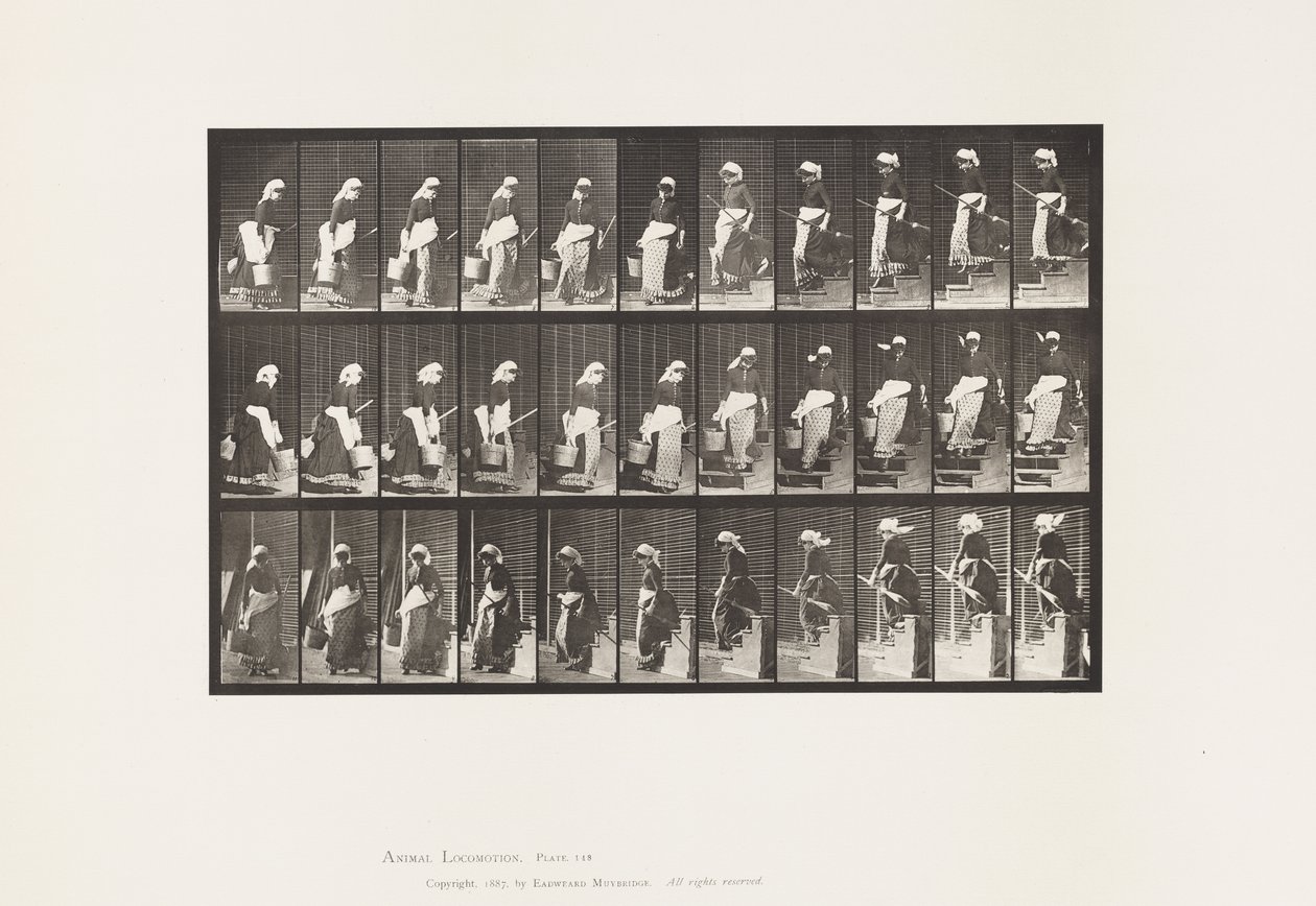 Płyta 148. Zstępujące schody, obracające się wiadro z wodą autorstwa Eadweard Muybridge