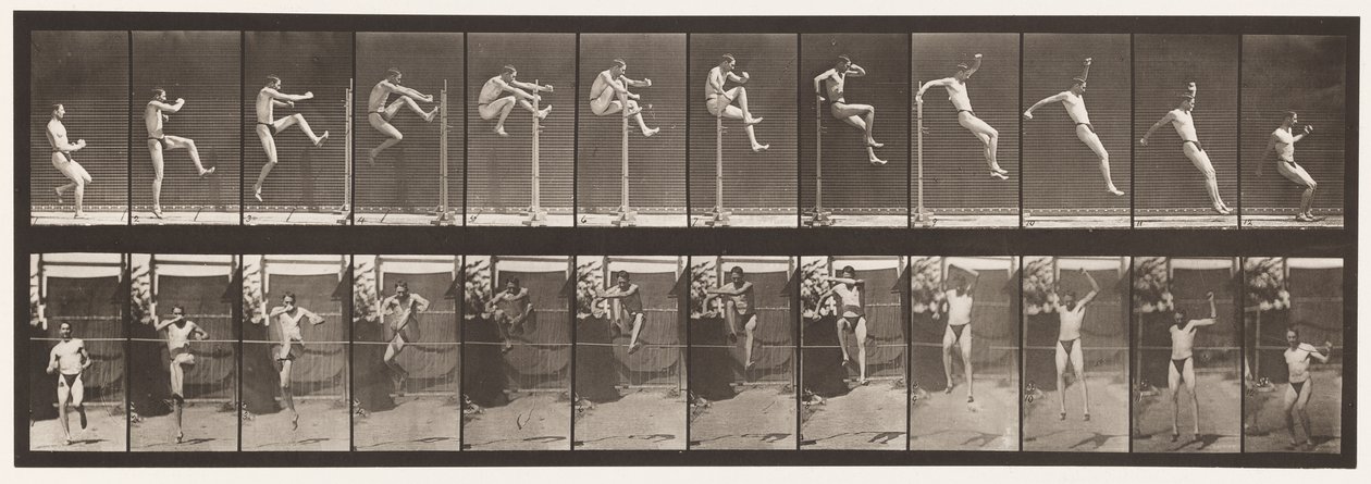 Płyta 152. Skoki; Bieganie prosto wzwyż (buty) autorstwa Eadweard Muybridge