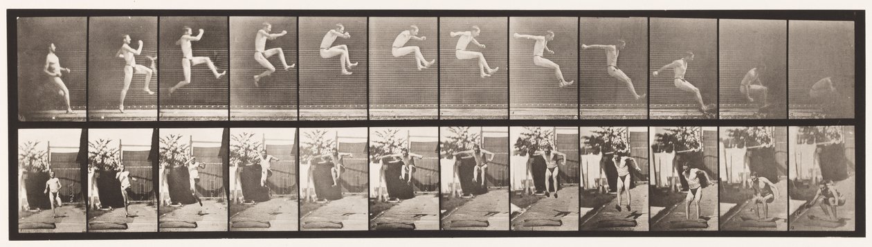 Płyta 159. Skoki; Bieganie w rzucie (buty) autorstwa Eadweard Muybridge