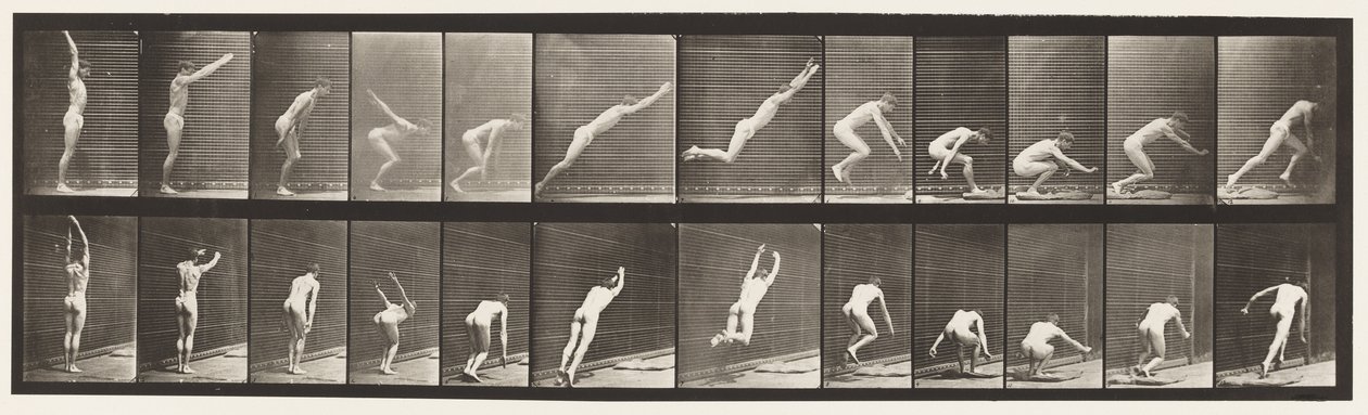 Płyta 162. Skoki; Skok w dal z miejsca autorstwa Eadweard Muybridge