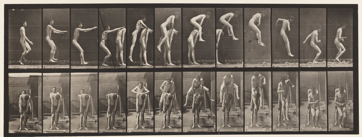 Płyta 166.Skoki; Nad plecami mężczyzny autorstwa Eadweard Muybridge
