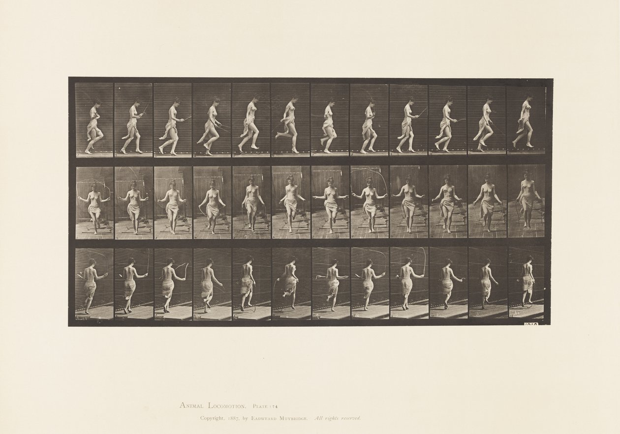 Tablica 174. Bieganie i skakanie ze skakanką, 1885 autorstwa Eadweard Muybridge