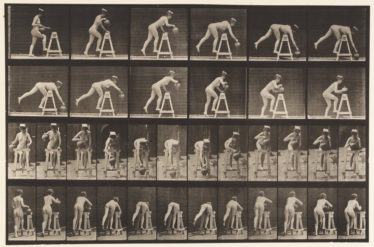 Talerz 203. Pochylanie się nad kozłem ze dzbanem na wodę autorstwa Eadweard Muybridge