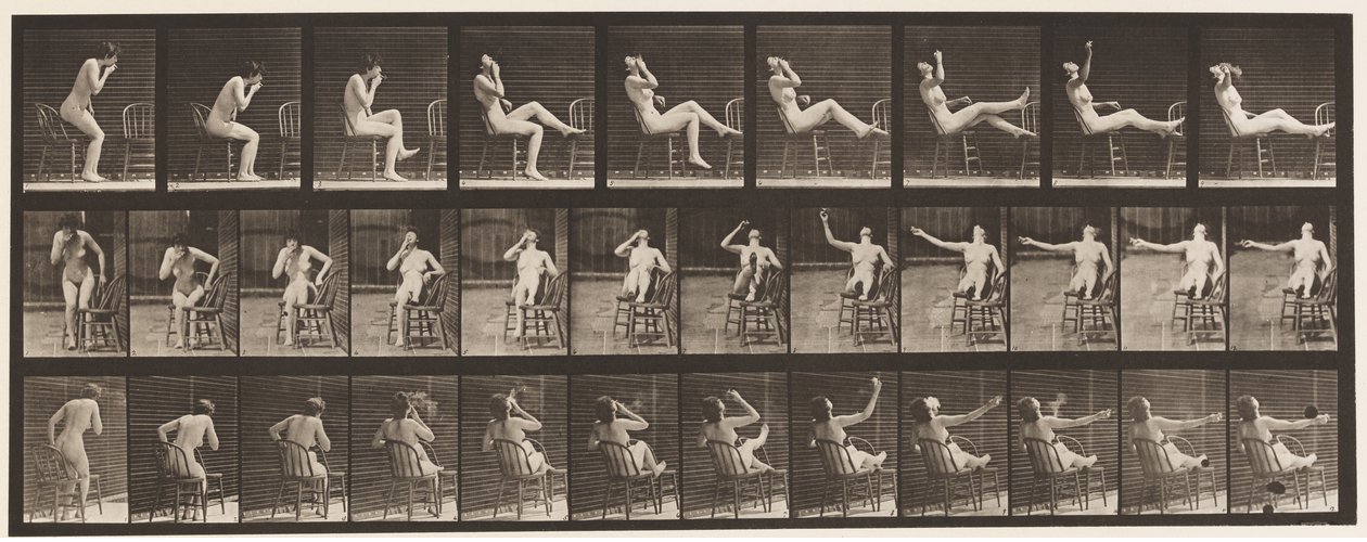 Talerz 247. Siadanie kładąc stopy na krześle autorstwa Eadweard Muybridge