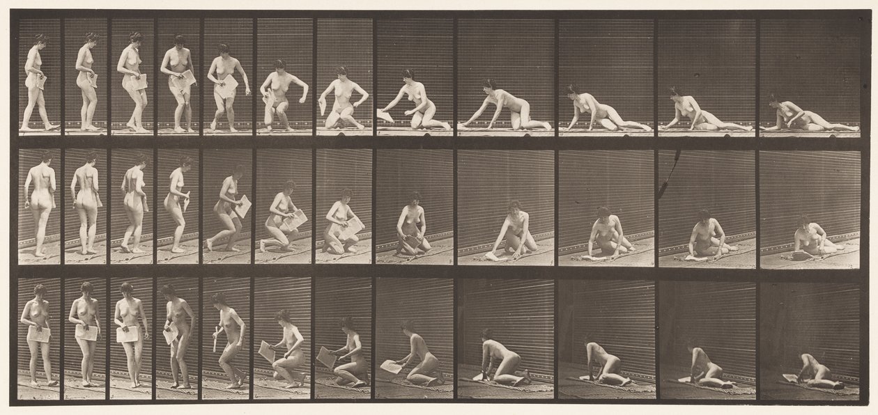 Tablica 256. Leżenie na ziemi i czytanie, 1872-1885 autorstwa Eadweard Muybridge