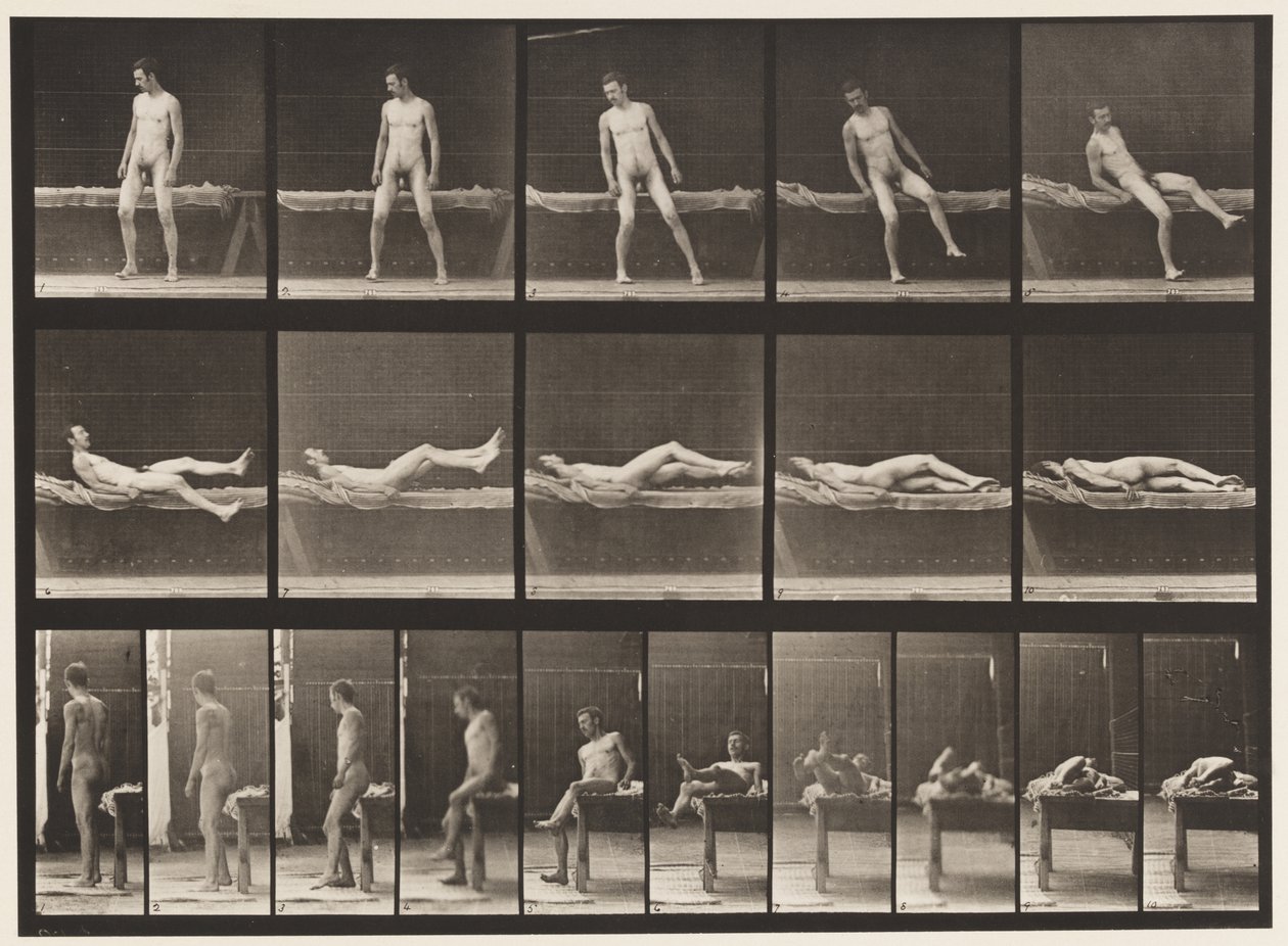 Talerz 259. Leżąc na kanapie i przewracając się na bok, 1885 autorstwa Eadweard Muybridge