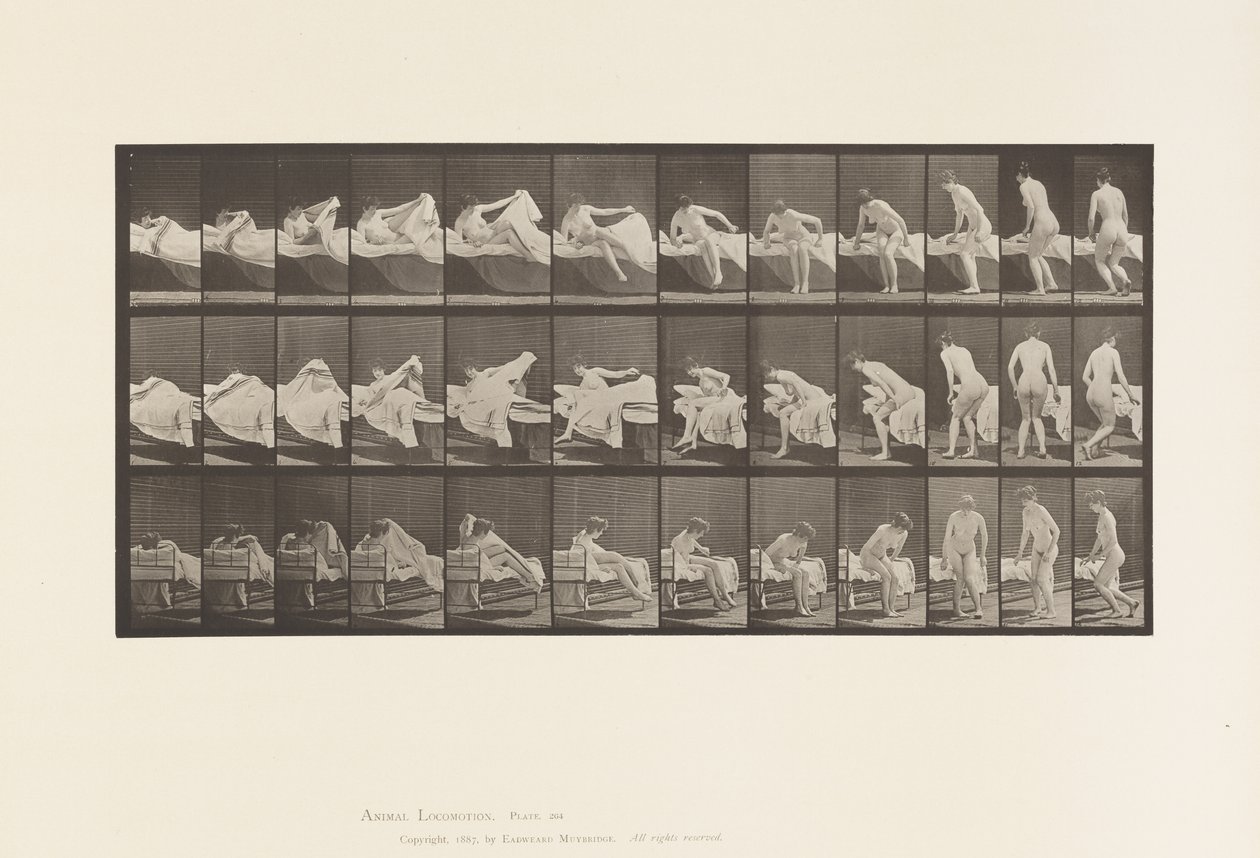Płyta 264. Wstawanie z łóżka i przygotowywanie się do klękania autorstwa Eadweard Muybridge