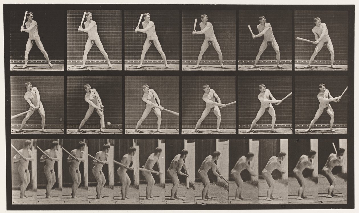 Płyta 275.Baseball; Odbijanie (niska piłka) autorstwa Eadweard Muybridge