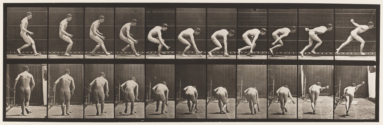 Tabliczka 287. Baseball; Bieganie i podnoszenie piłki autorstwa Eadweard Muybridge