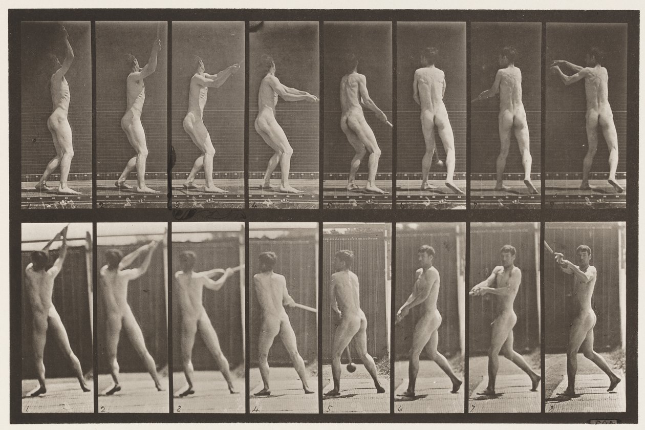Płyta 309. Rzucanie młotem autorstwa Eadweard Muybridge
