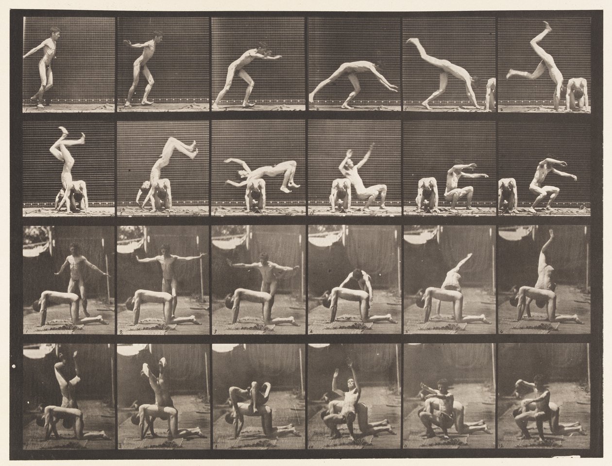 Talerz 364. Ręka-sprężyna nad plecami mężczyzny autorstwa Eadweard Muybridge