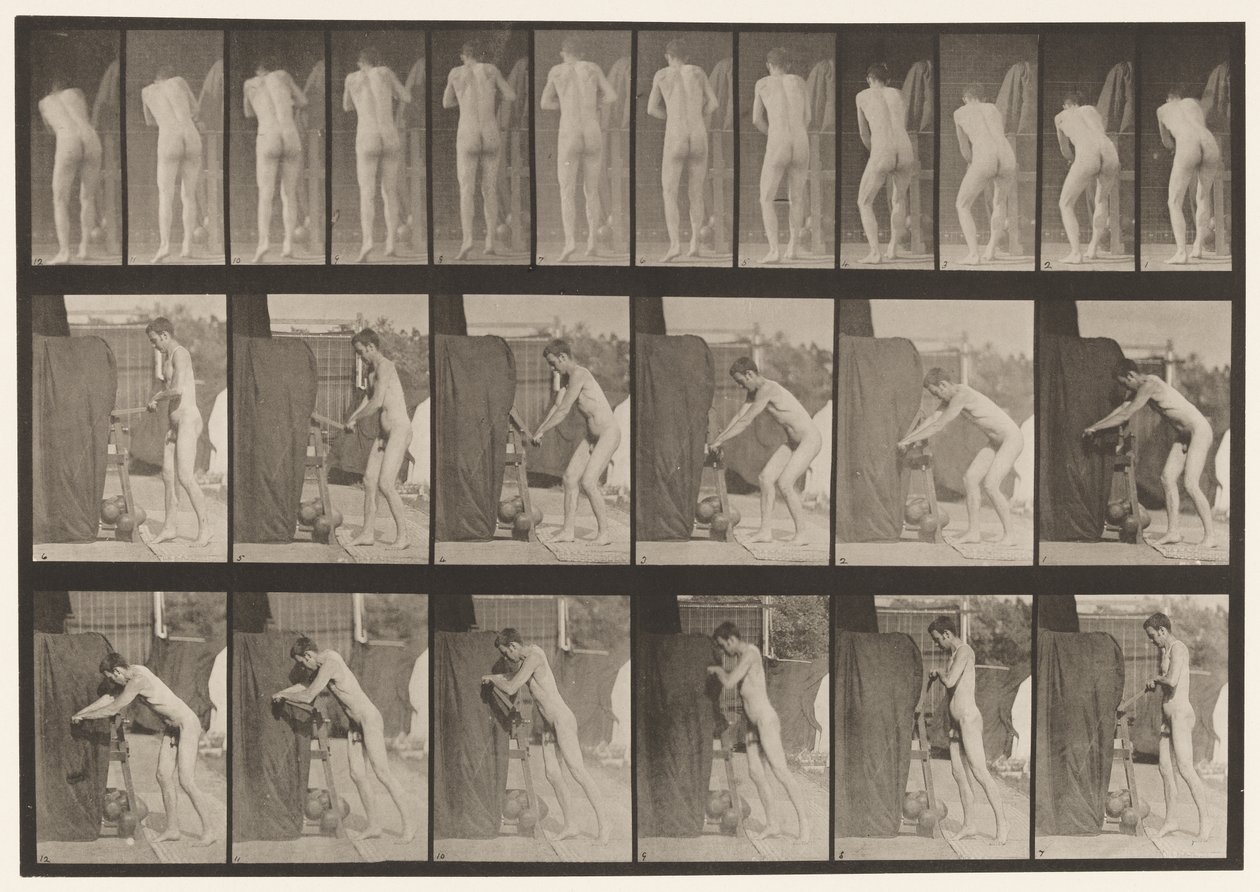 Płyta 394. Obracanie korby autorstwa Eadweard Muybridge