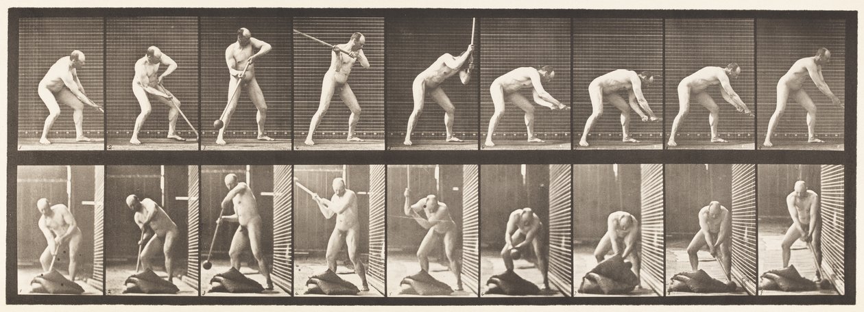 Talerz 396. Walenie młotkiem autorstwa Eadweard Muybridge