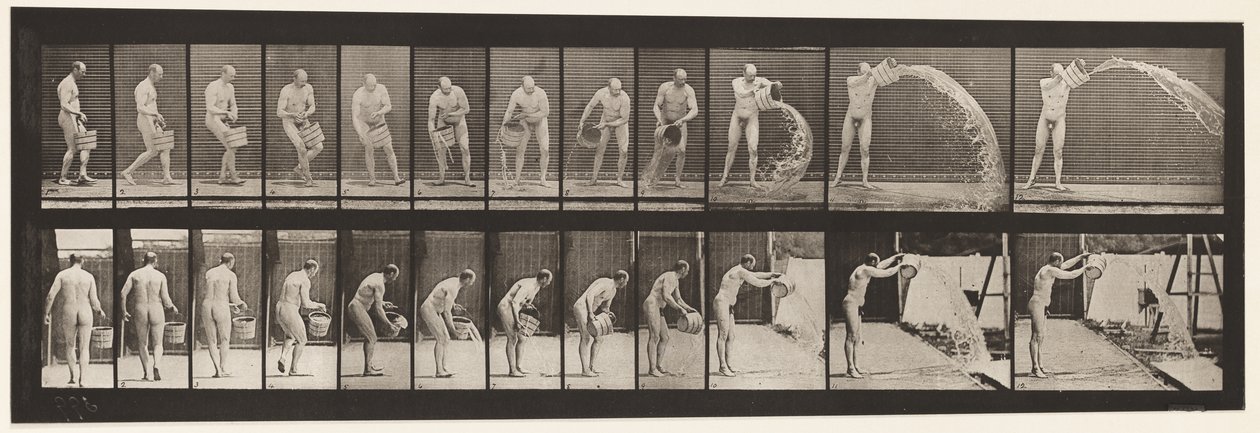 Talerz 399. Wiadro opróżniania wody, 1872-1885 autorstwa Eadweard Muybridge