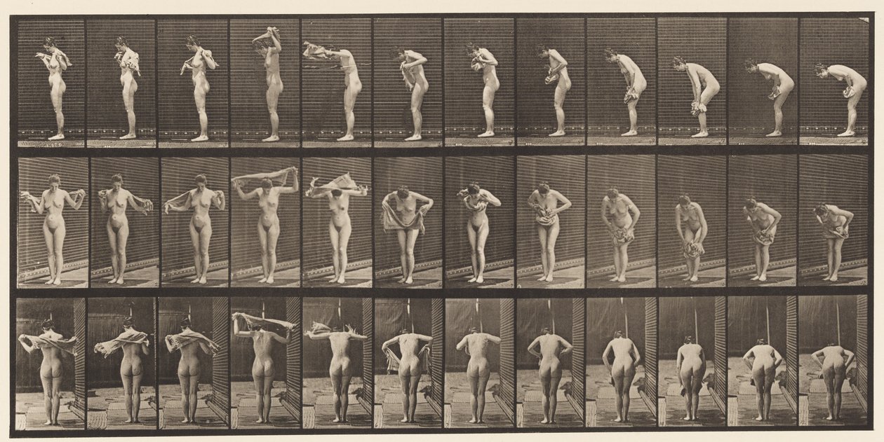 Płyta 414. Wycieranie ciała ręcznikiem autorstwa Eadweard Muybridge