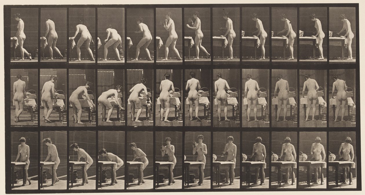 Talerz 435. Prasowanie odzieży autorstwa Eadweard Muybridge