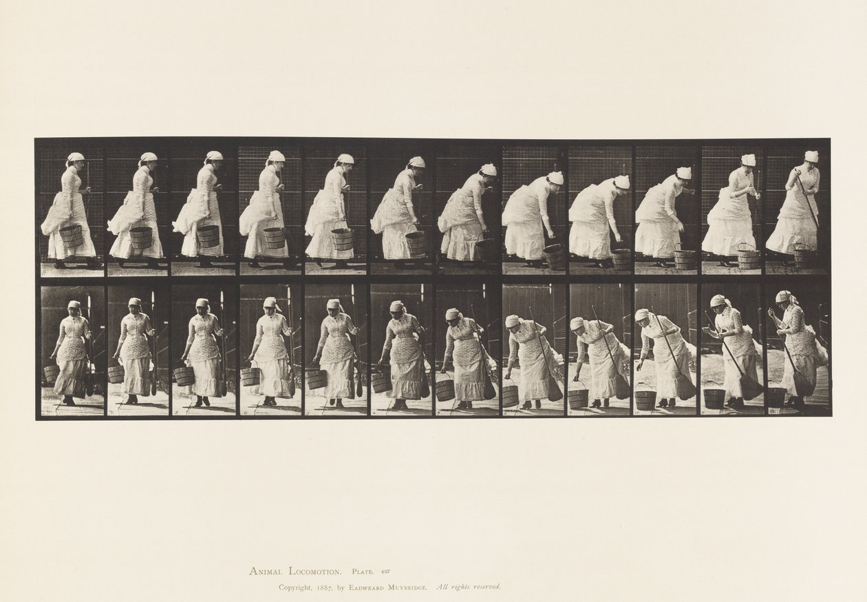Płyta 437. Odstawianie łyżki i przygotowanie do zamiatania autorstwa Eadweard Muybridge