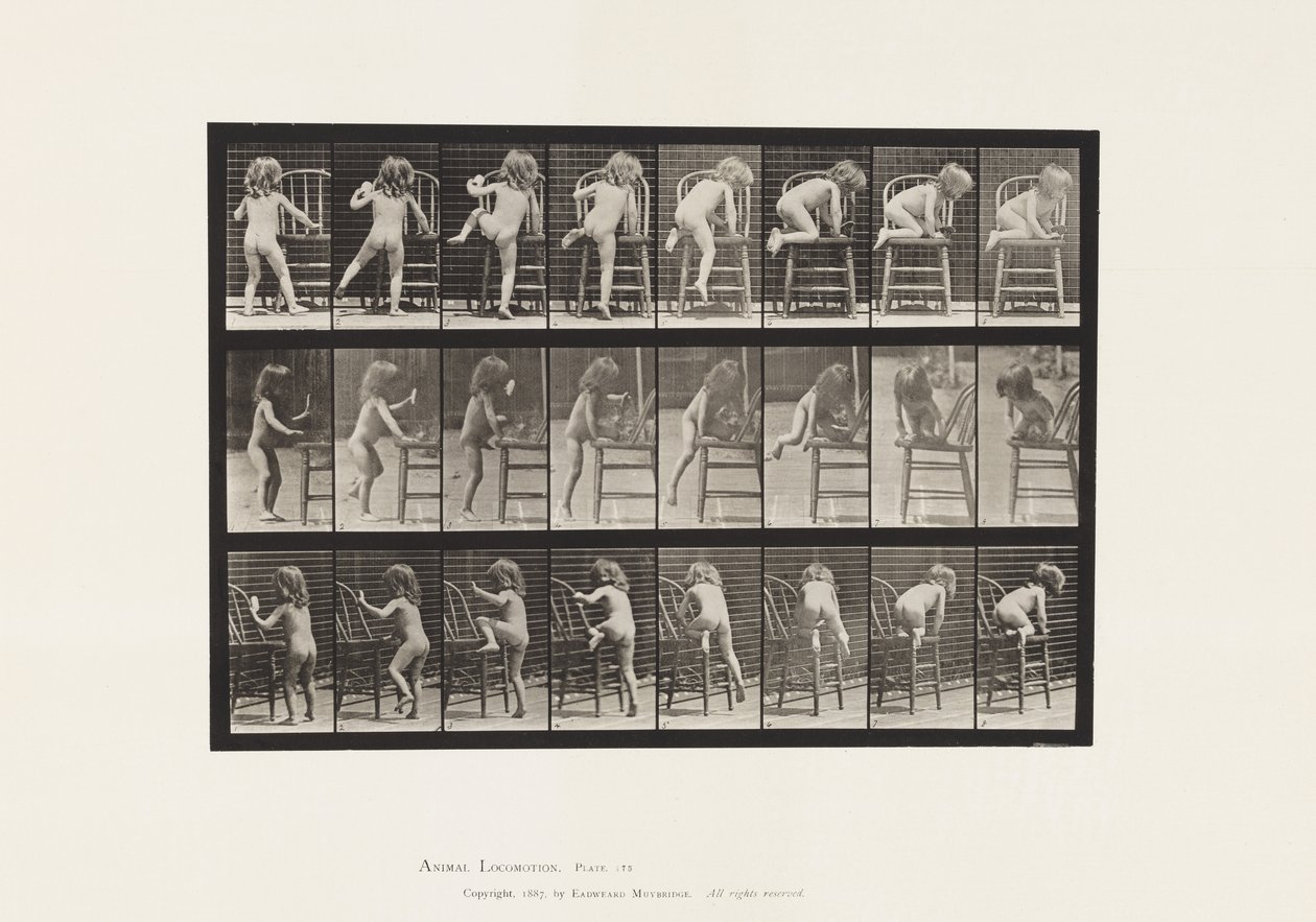 Tabliczka 475. Dziecko, wstawanie na krześle autorstwa Eadweard Muybridge