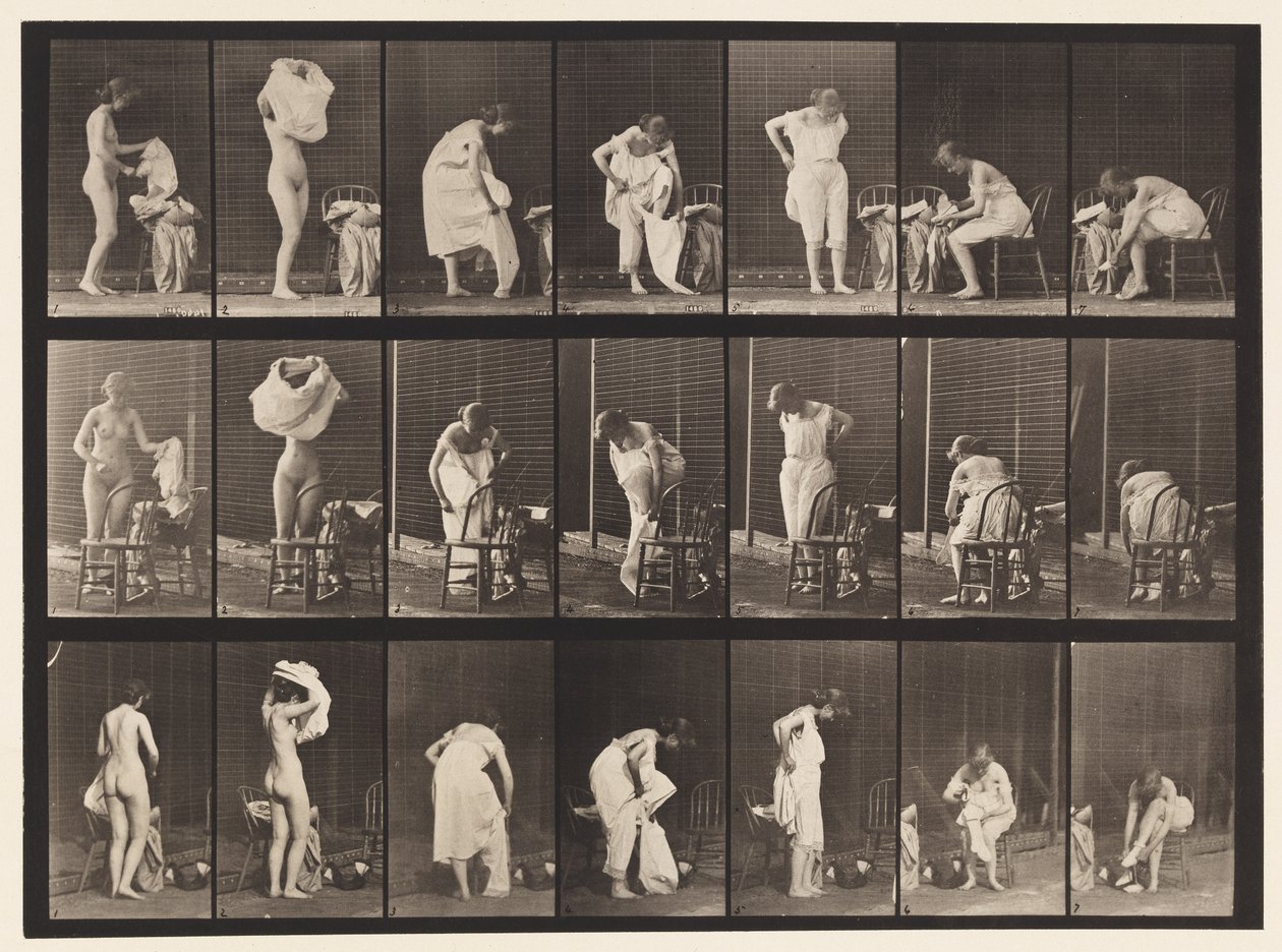 Tablica 493. Różne fazy toalety, 1872-1885 autorstwa Eadweard Muybridge