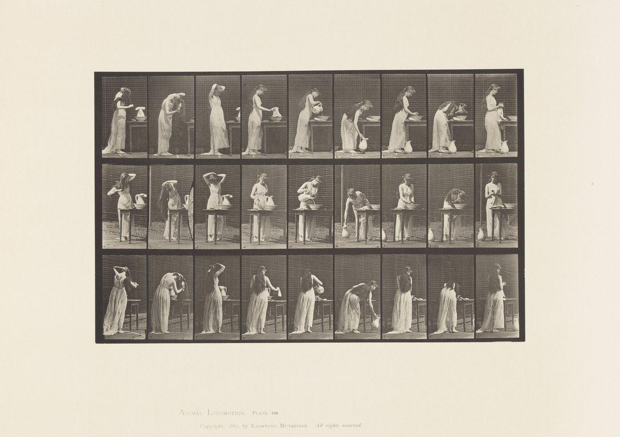 Tablica 496. Różne fazy toalety, 1885 autorstwa Eadweard Muybridge