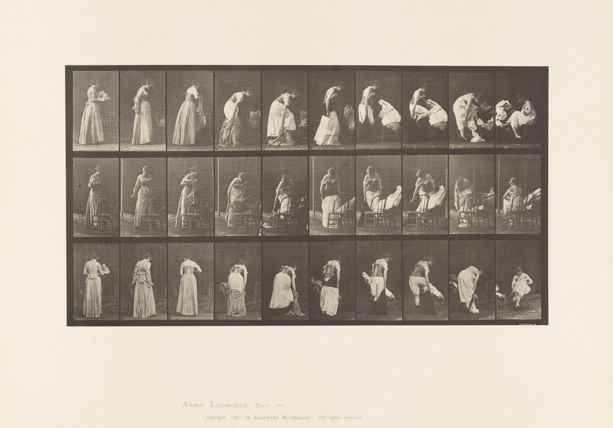 Tablica 497. Różne fazy toalety, 1885 autorstwa Eadweard Muybridge