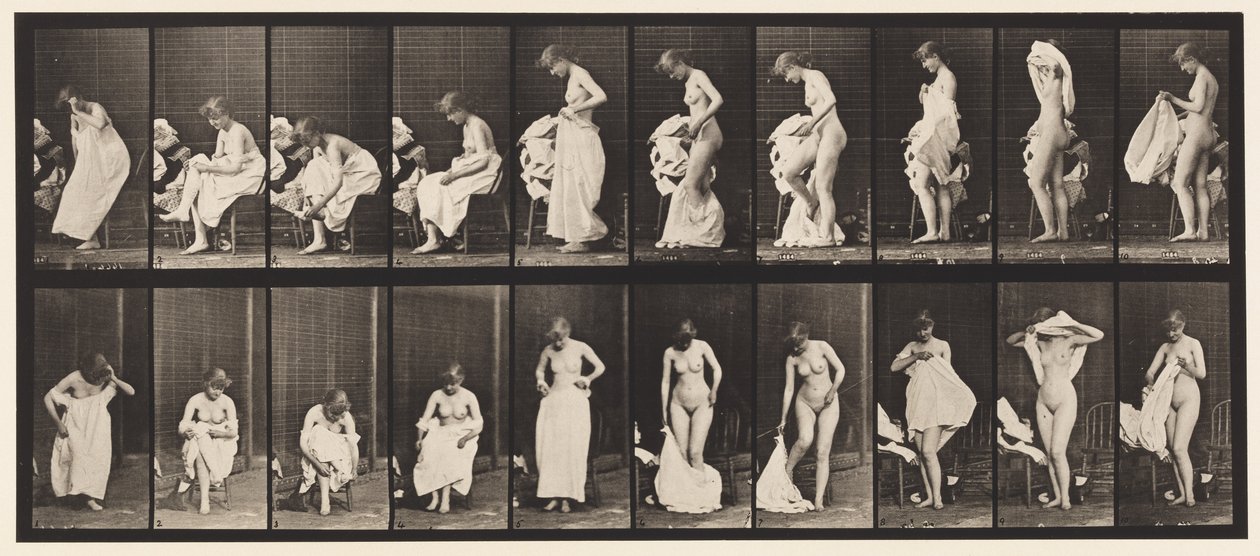 Tablica 498. Różne fazy toalety, 1872-1885 autorstwa Eadweard Muybridge