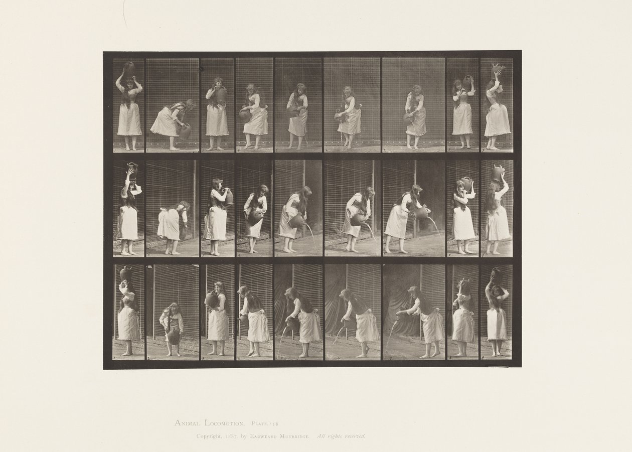 Talerz 516. Różne ruchy ze dzbanem na wodę autorstwa Eadweard Muybridge