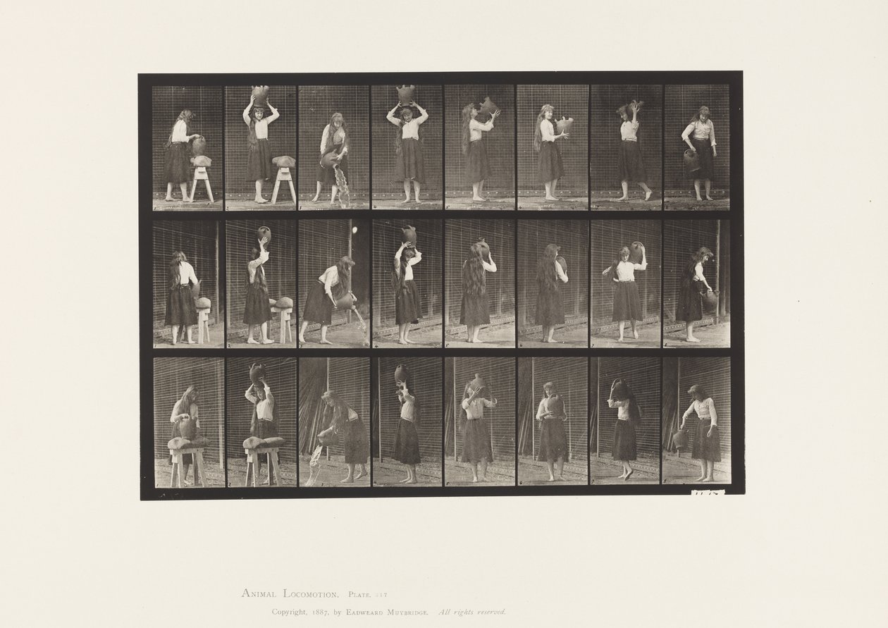 Talerz 517. Różne ruchy ze dzbanem na wodę autorstwa Eadweard Muybridge