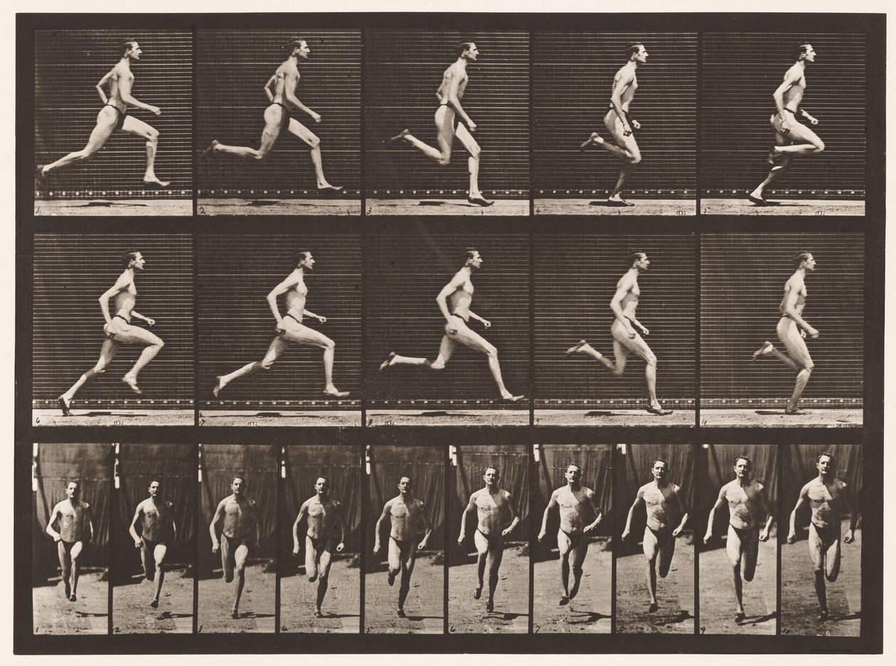 Płyta 60. Bieganie z krokiem pół mili (buty) autorstwa Eadweard Muybridge