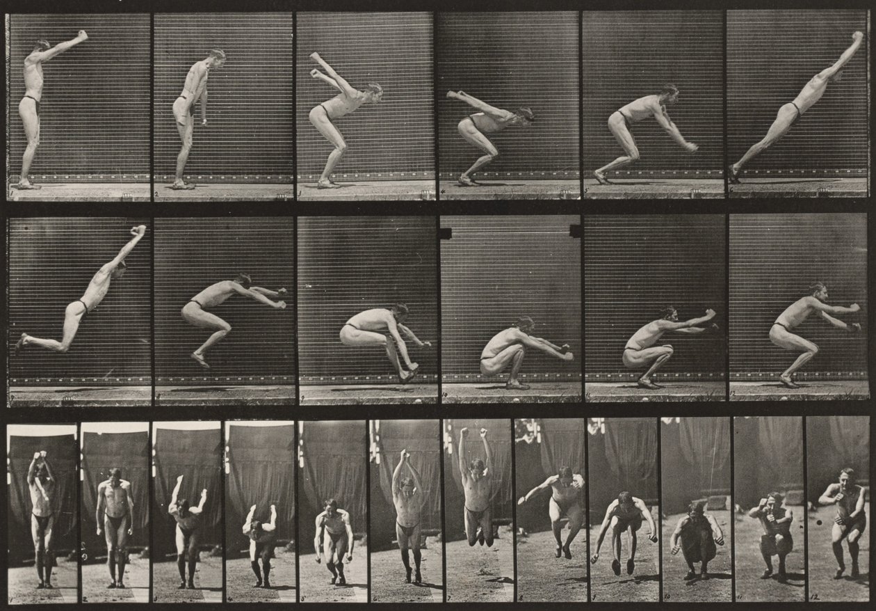 Tablica numer 163. Skok, skok w dal z miejsca autorstwa Eadweard Muybridge