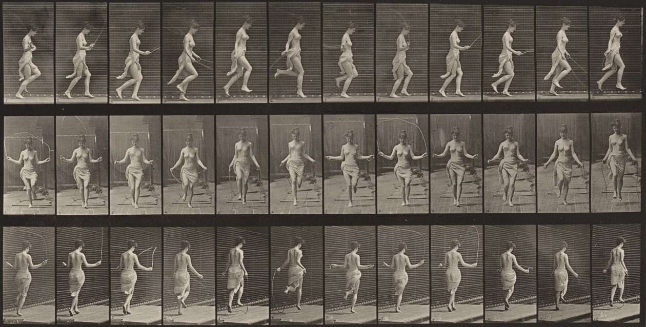 Tablica numer 174. Bieganie i skakanie na skakance autorstwa Eadweard Muybridge
