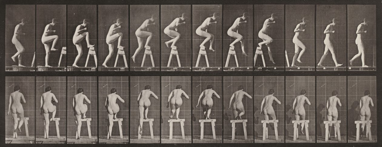 Tablica numer 178. Wchodzenie na kozioł i przechodzenie przez niego autorstwa Eadweard Muybridge