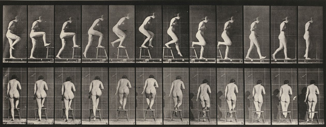 Tablica numer 180. Wchodzenie na krzesło i przechodzenie przez nie autorstwa Eadweard Muybridge