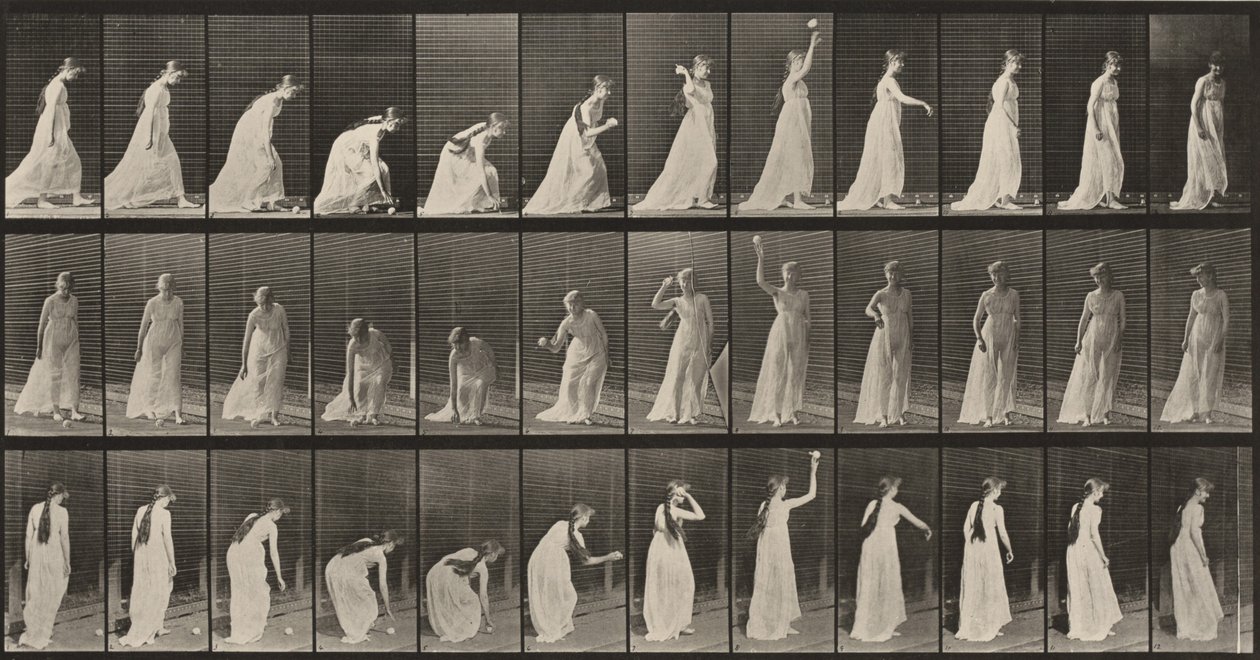 Tablica numer 306. Podnoszenie piłki i rzucanie nią autorstwa Eadweard Muybridge