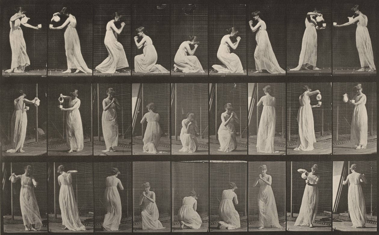 Tablica numer 502. Różne pozycje, pochylone, klęczące itd. autorstwa Eadweard Muybridge