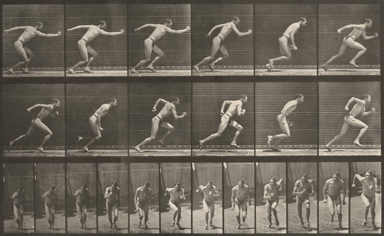 Tablica numer 59. Rozpoczęcie biegu autorstwa Eadweard Muybridge