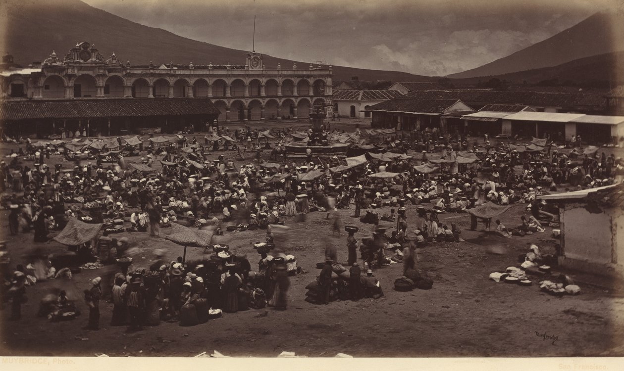 Plac i pałac wicekróla - Antigua de Guatemala, 1877 (zdjęcie) autorstwa Eadweard Muybridge