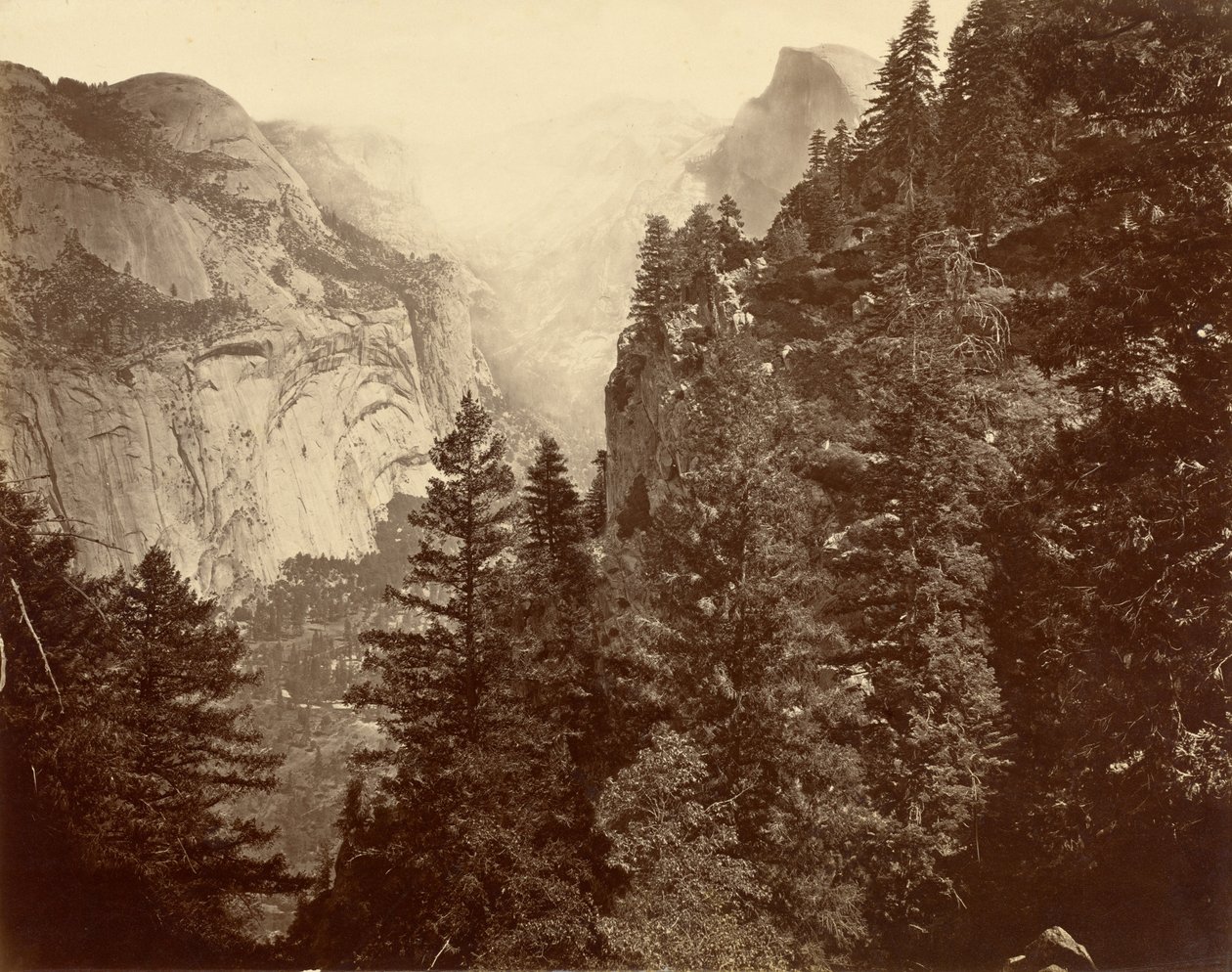 Kanion Tenaya z Union Point, Dolina Yosemite autorstwa Eadweard Muybridge