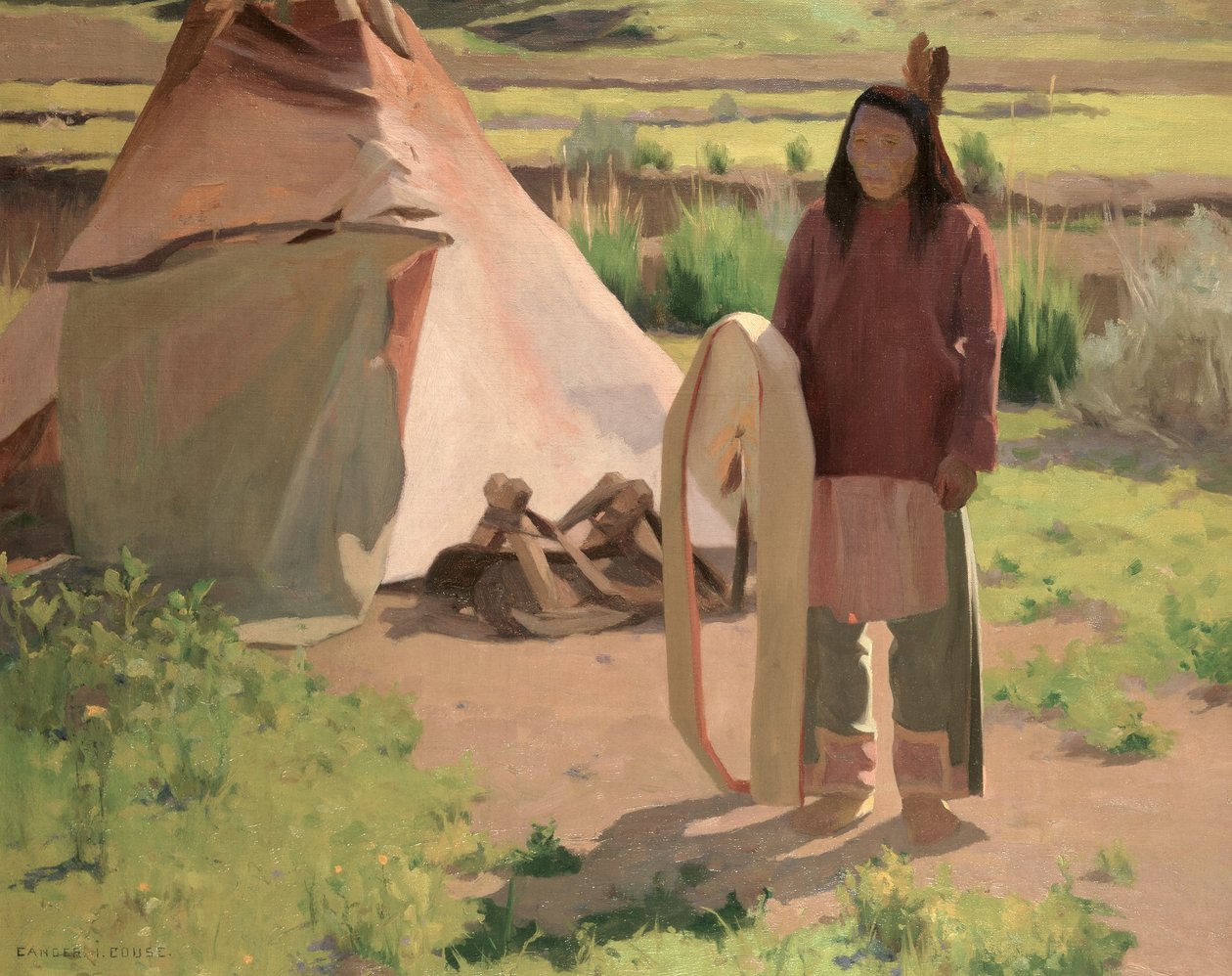 Wojownik Klikitatu, ok.1898 (olej na płótnie) autorstwa Eanger Irving Couse