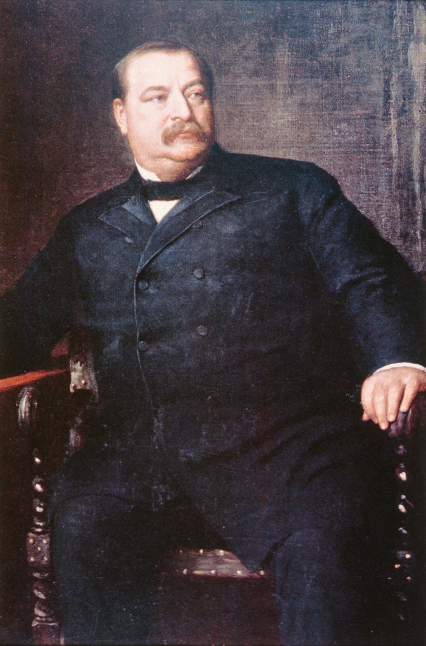 Grover Cleveland (1837-1908) (kolor lito) autorstwa Eastman (after) Johnson