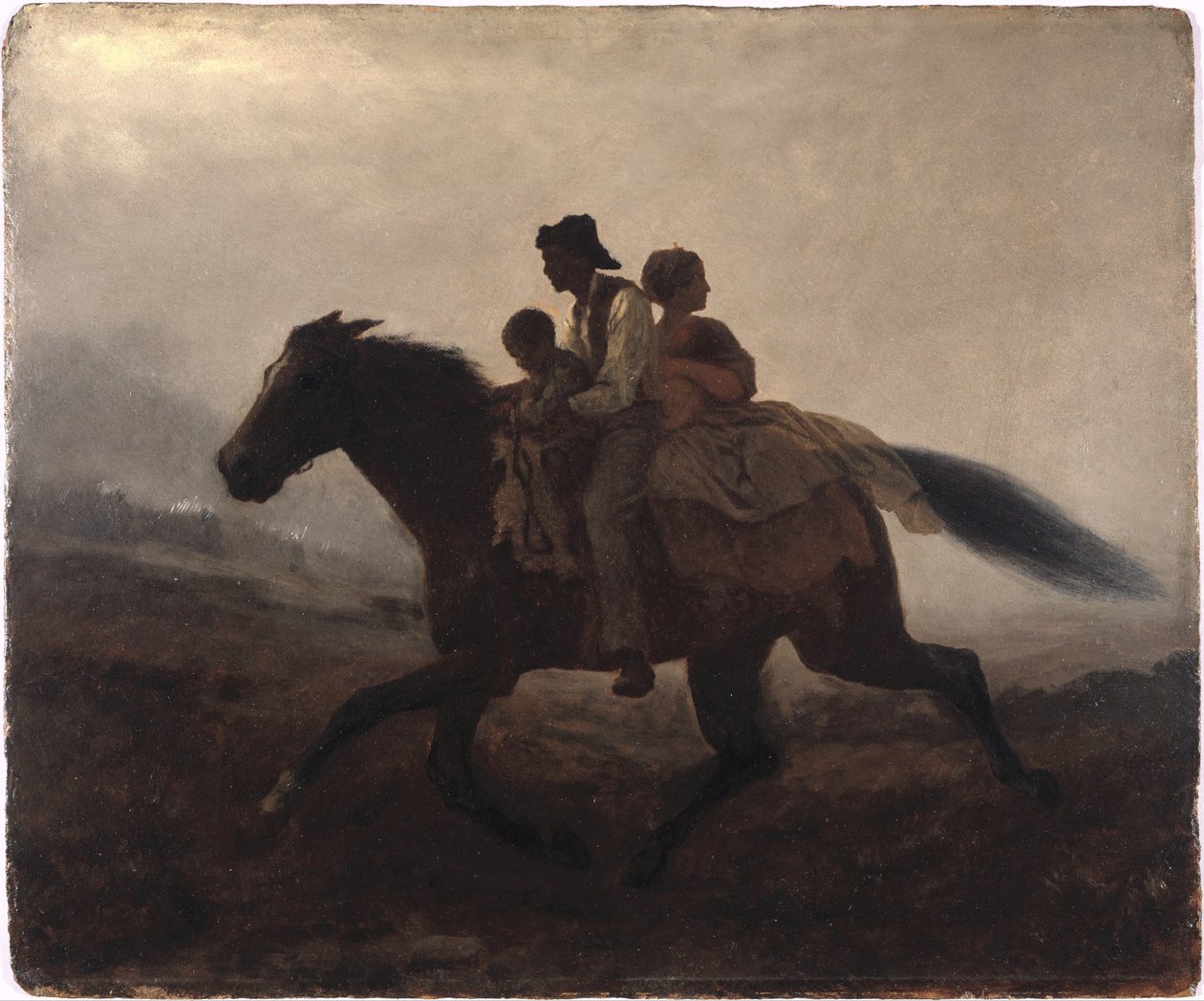 Jazda po wolność - zbiegli niewolnicy autorstwa Eastman Johnson