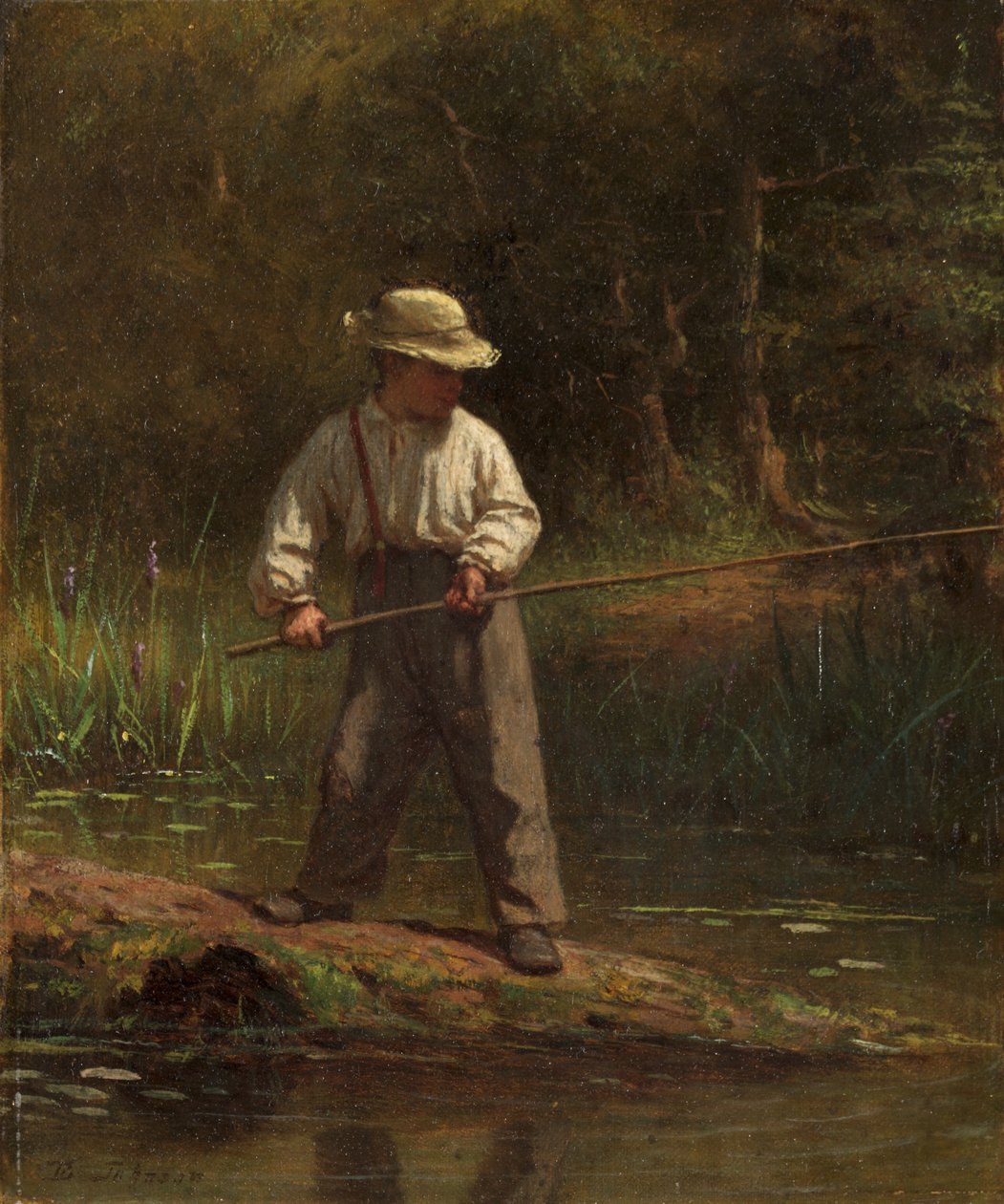 Chłopiec łowiący ryby, ok. 1860 (olej na płótnie) autorstwa Eastman Johnson