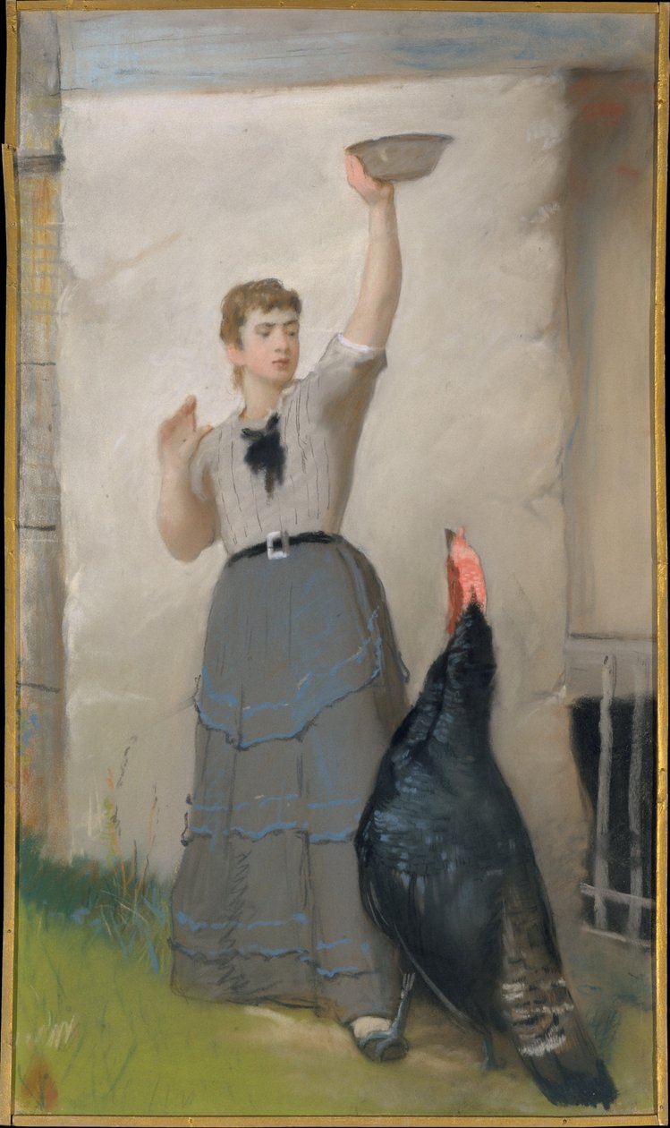 Karmienie indyków autorstwa Eastman Johnson