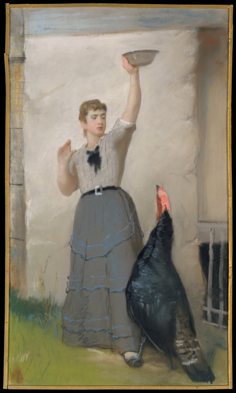 Karmienie indyka autorstwa Eastman Johnson