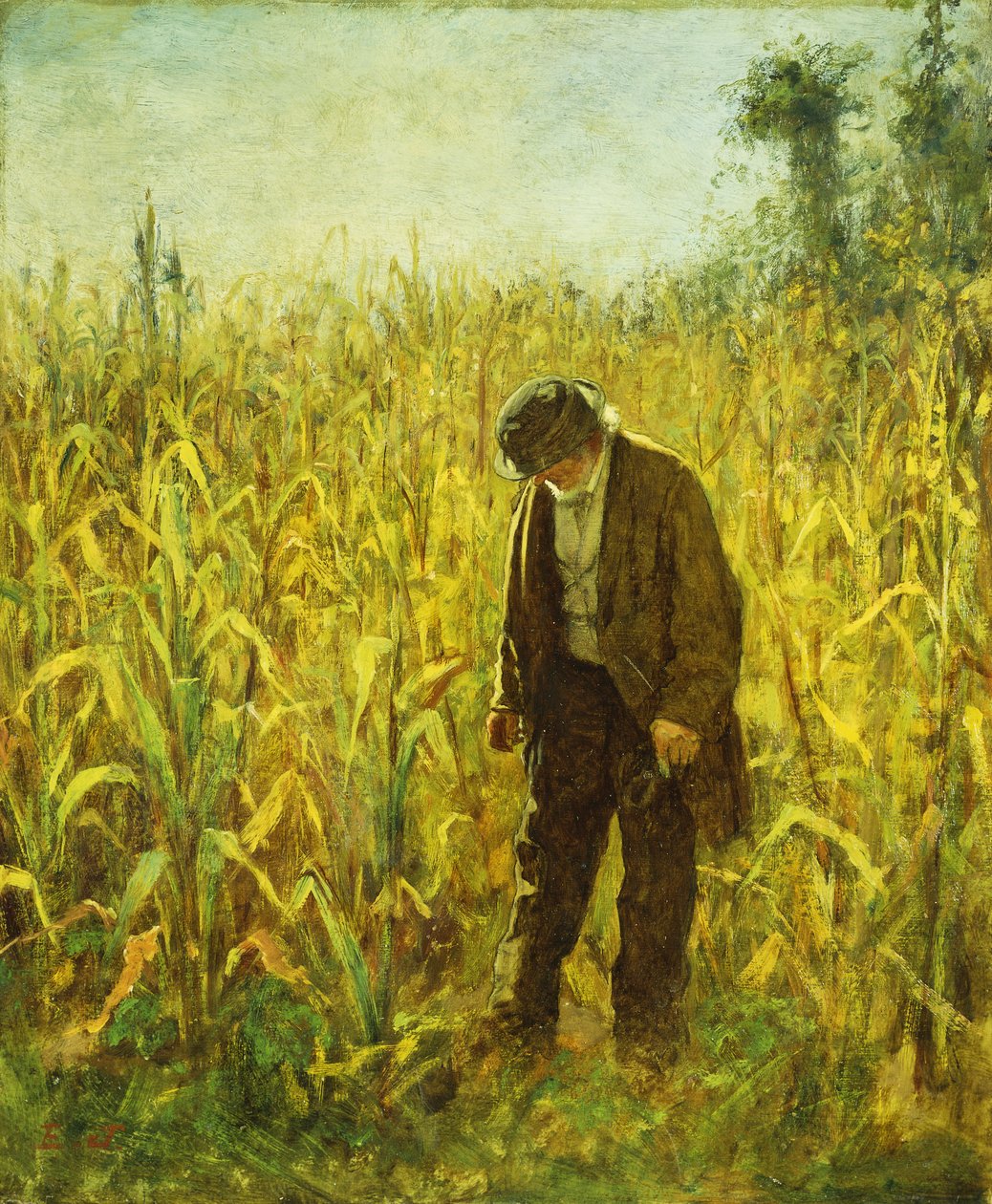 Człowiek na polu kukurydzy, autorstwa Eastman Johnson